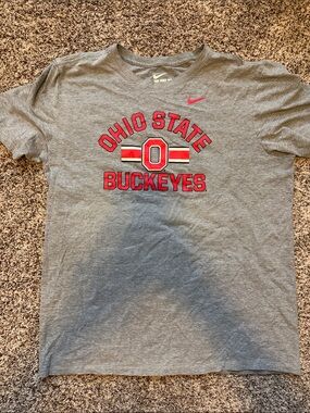 Nike Gray Ohio State Buckeyes Red Logo Tee